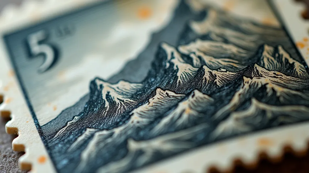 Close-up of stamp engraving showing detail and craftsmanship.