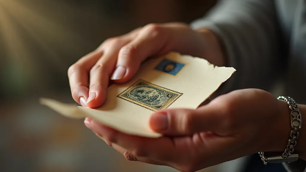 Handling a vintage stamp