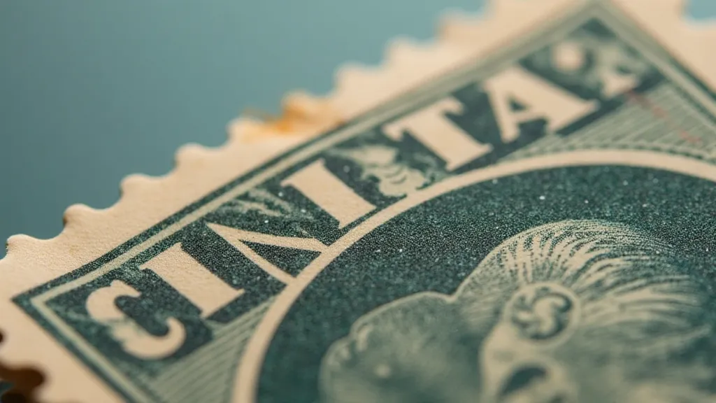 Close-up of a vintage postage stamp's perforations