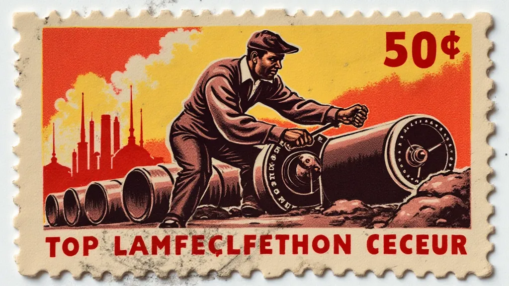 Vintage Soviet stamp depicting a factory worker