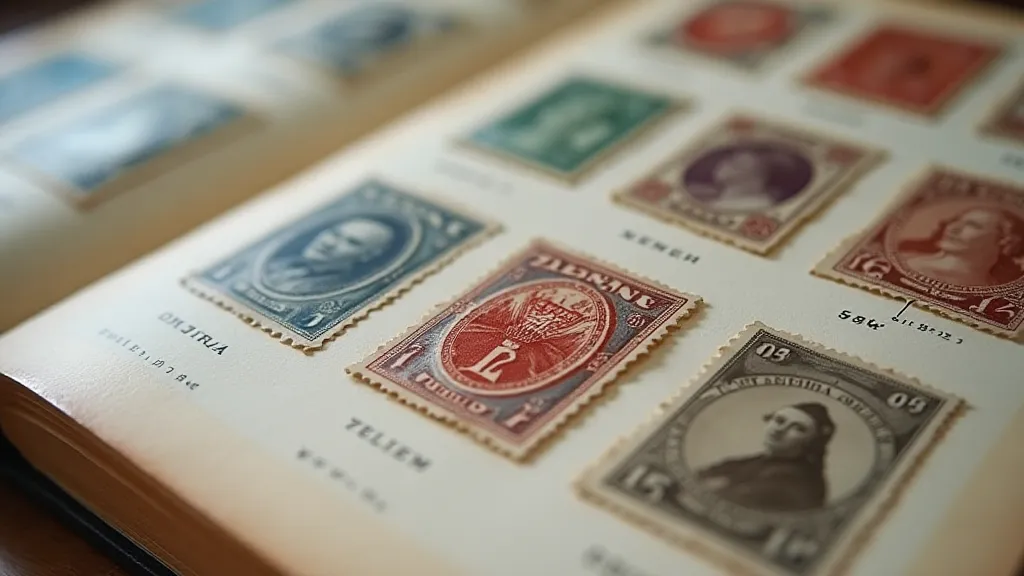 Vintage postage stamp album page