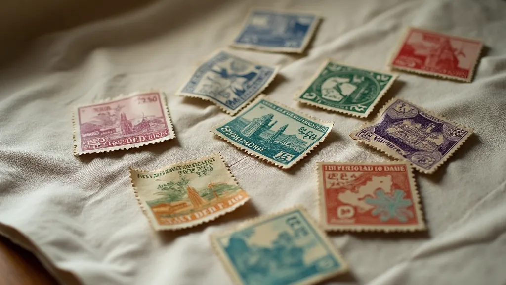Collection of vintage postage stamps featuring maps.