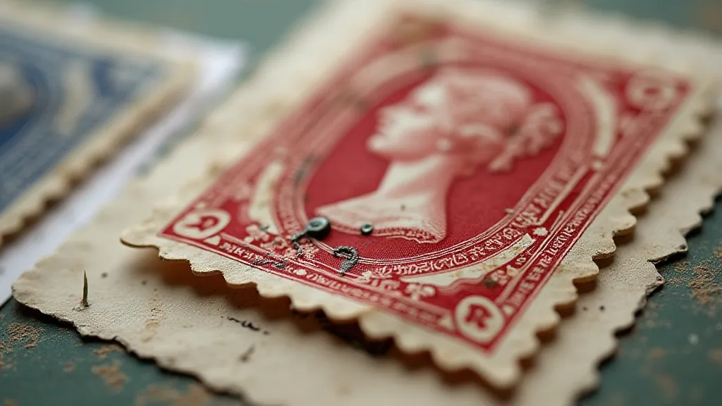 Plate flaw on a vintage stamp